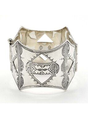 Hermes Bracelet Touareg 925 Silver Bangle 82.5 g Vintage Box And Bag K1238